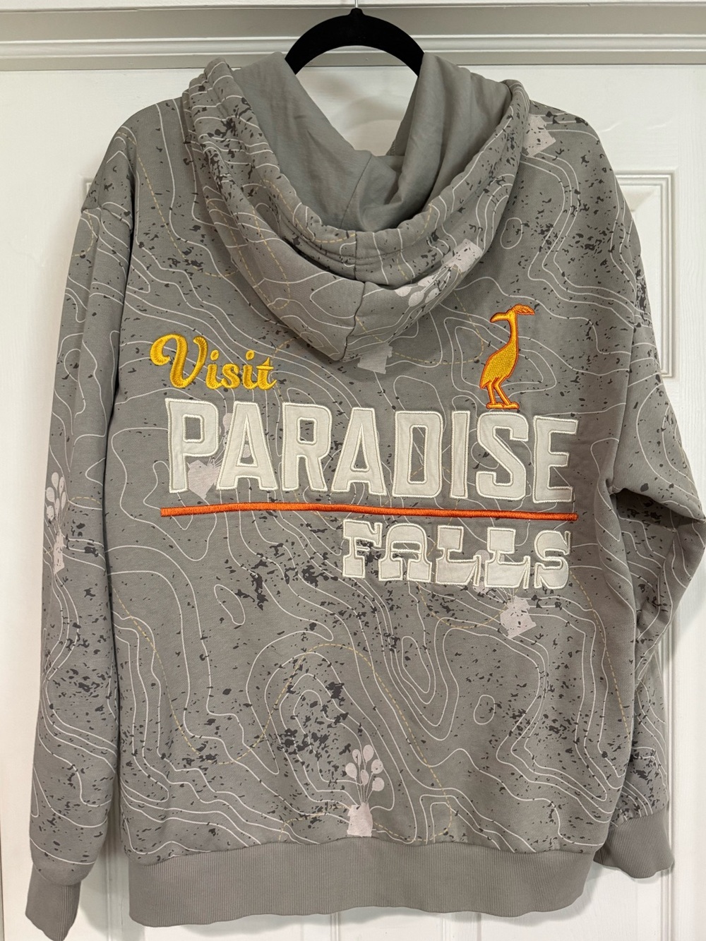 Disney UP! RARE Gray 'Paradise Falls' Hoodie with Embroidery